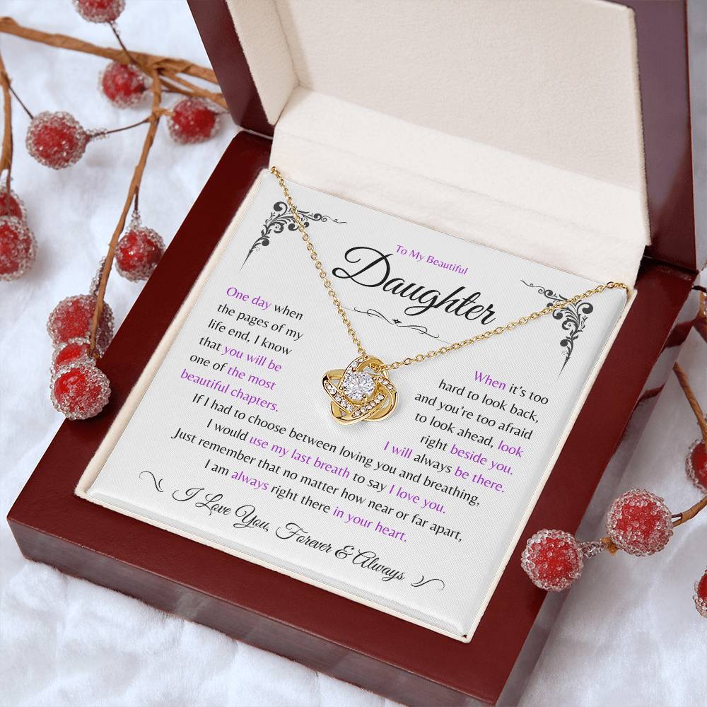 Perfect Daughter Gift ~ 'Most Beautiful Chapter' ~ Love Knot Necklace