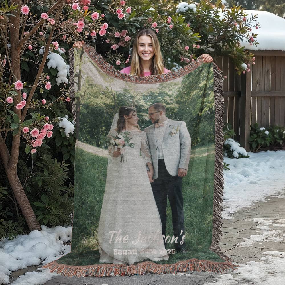 Personalized Heirloom Woven Blanket — Custom Family Photo (Portrait)