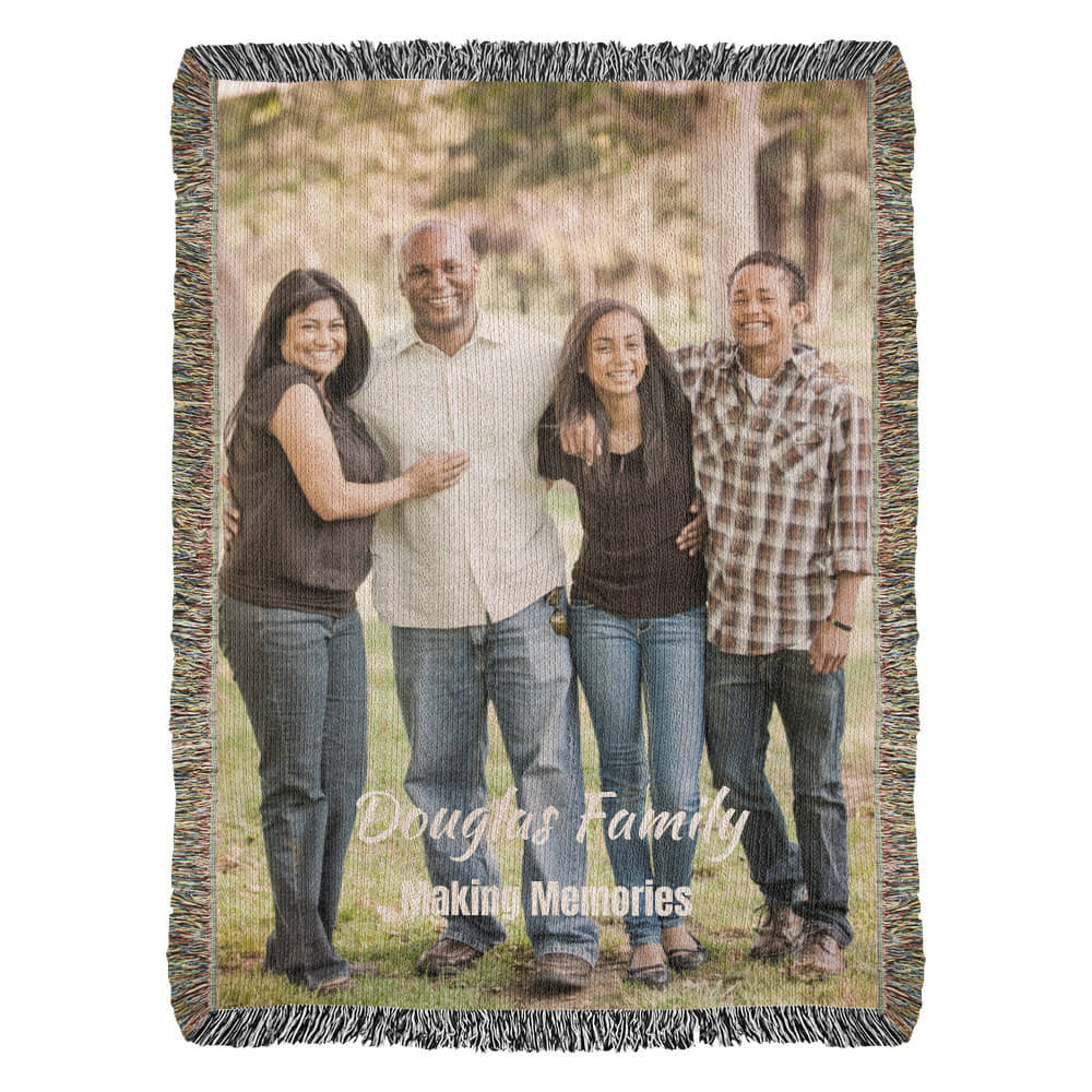 Personalized Heirloom Woven Blanket — Custom Family Photo (Portrait)