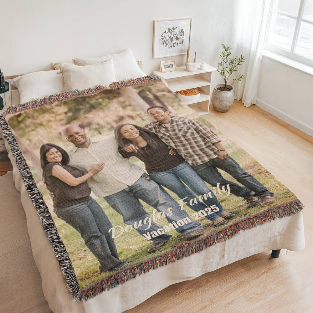 Personalized Heirloom Woven Blanket — Custom Family Photo (Portrait)