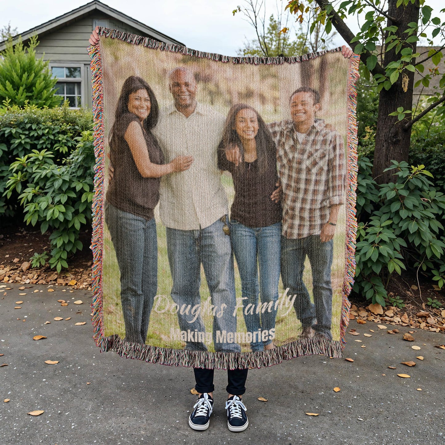 Personalized Heirloom Woven Blanket — Custom Family Photo (Portrait)