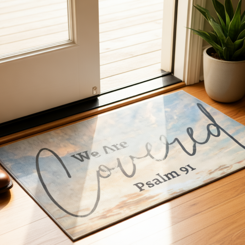 Psalm 91 “We Are Covered” Christian Doormat – A Gift of Faith & Protection