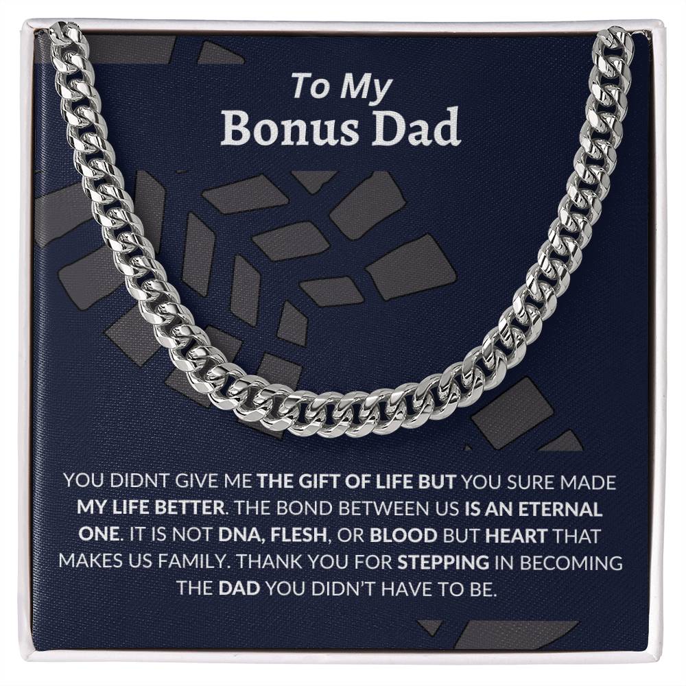 To My Bonus Dad | Thank You - Cuban Link Chain