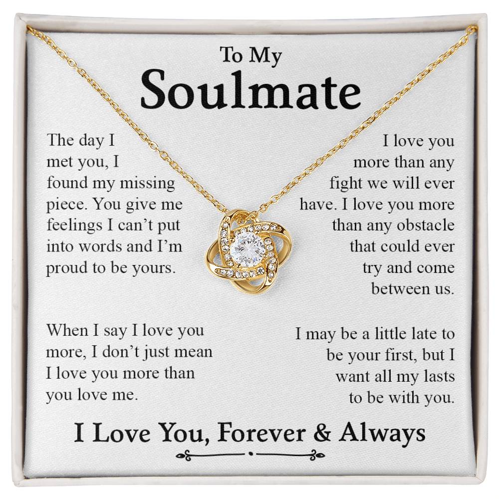 To My Soulmate | I Love You, Forever & Always - Love Knot Necklace