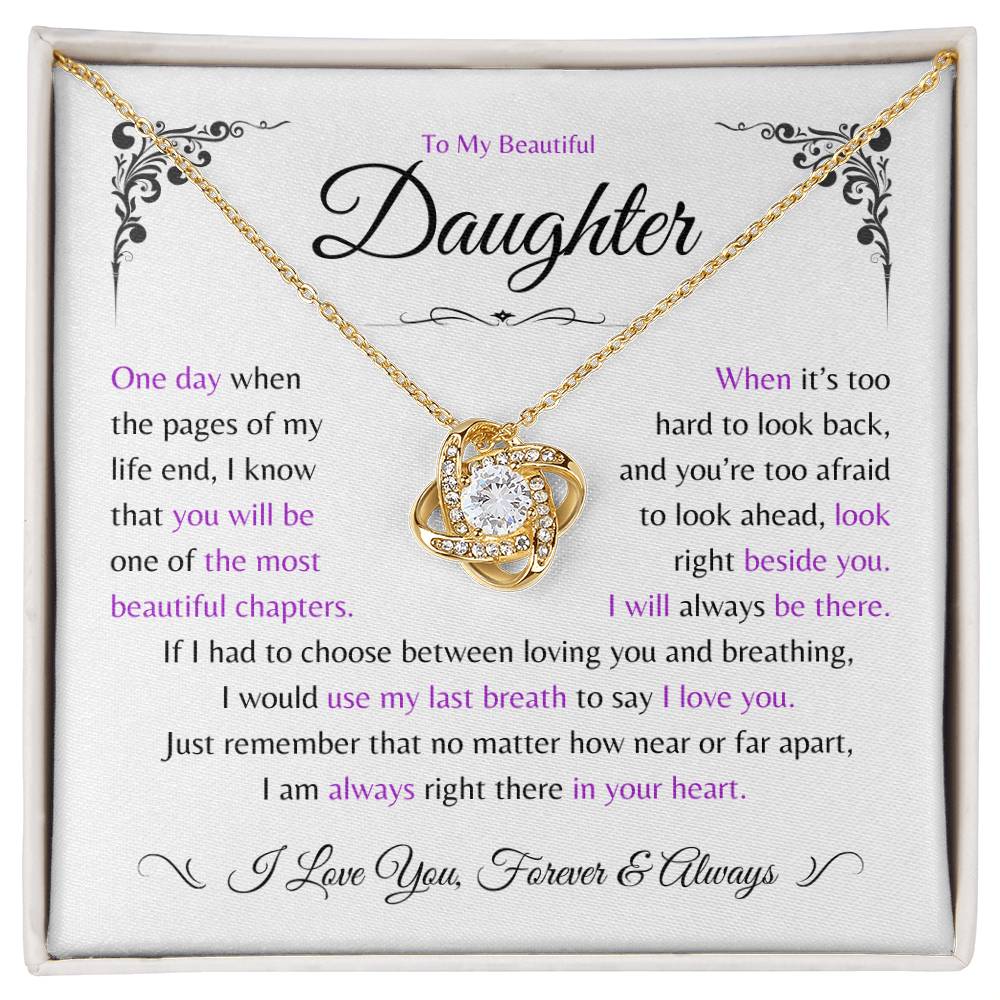 Perfect Daughter Gift ~ 'Most Beautiful Chapter' ~ Love Knot Necklace