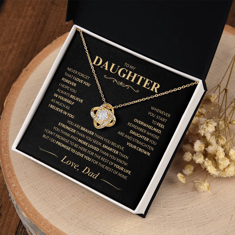 Beautiful Gift for Daughter from Dad ~ Never Forget That I Love You ~ Love Knot Necklace
