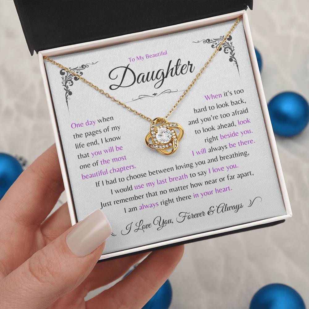 Perfect Daughter Gift ~ 'Most Beautiful Chapter' ~ Love Knot Necklace