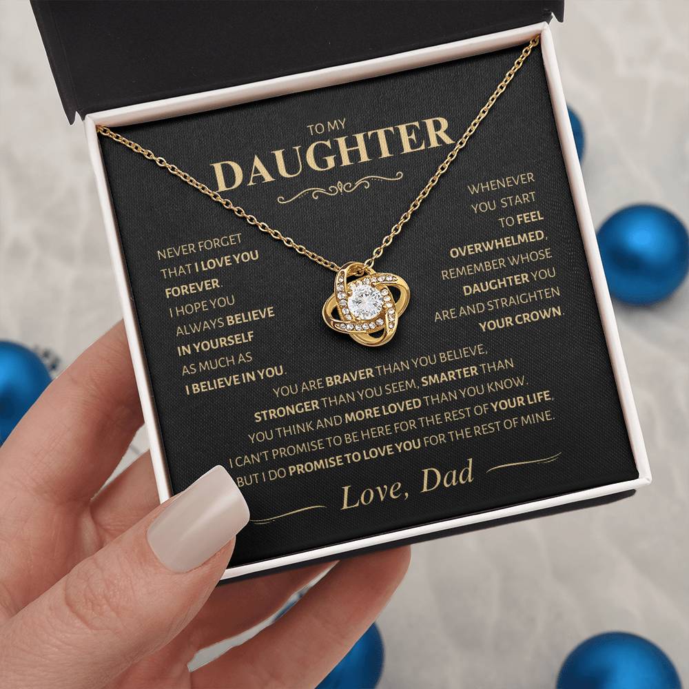 Beautiful Gift for Daughter from Dad ~ Never Forget That I Love You ~ Love Knot Necklace