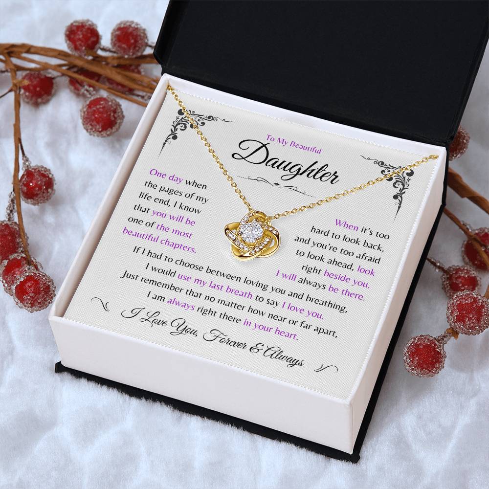 Daughter ~ Always Here In Your Heart ~ Love Knot Necklace