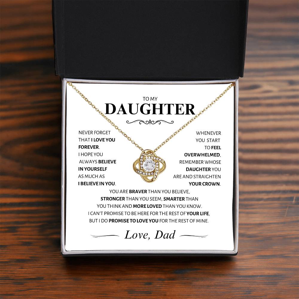 Daughter ~ You Are Loved More Than You Know ~ Love Knot Necklace; Love, Dad