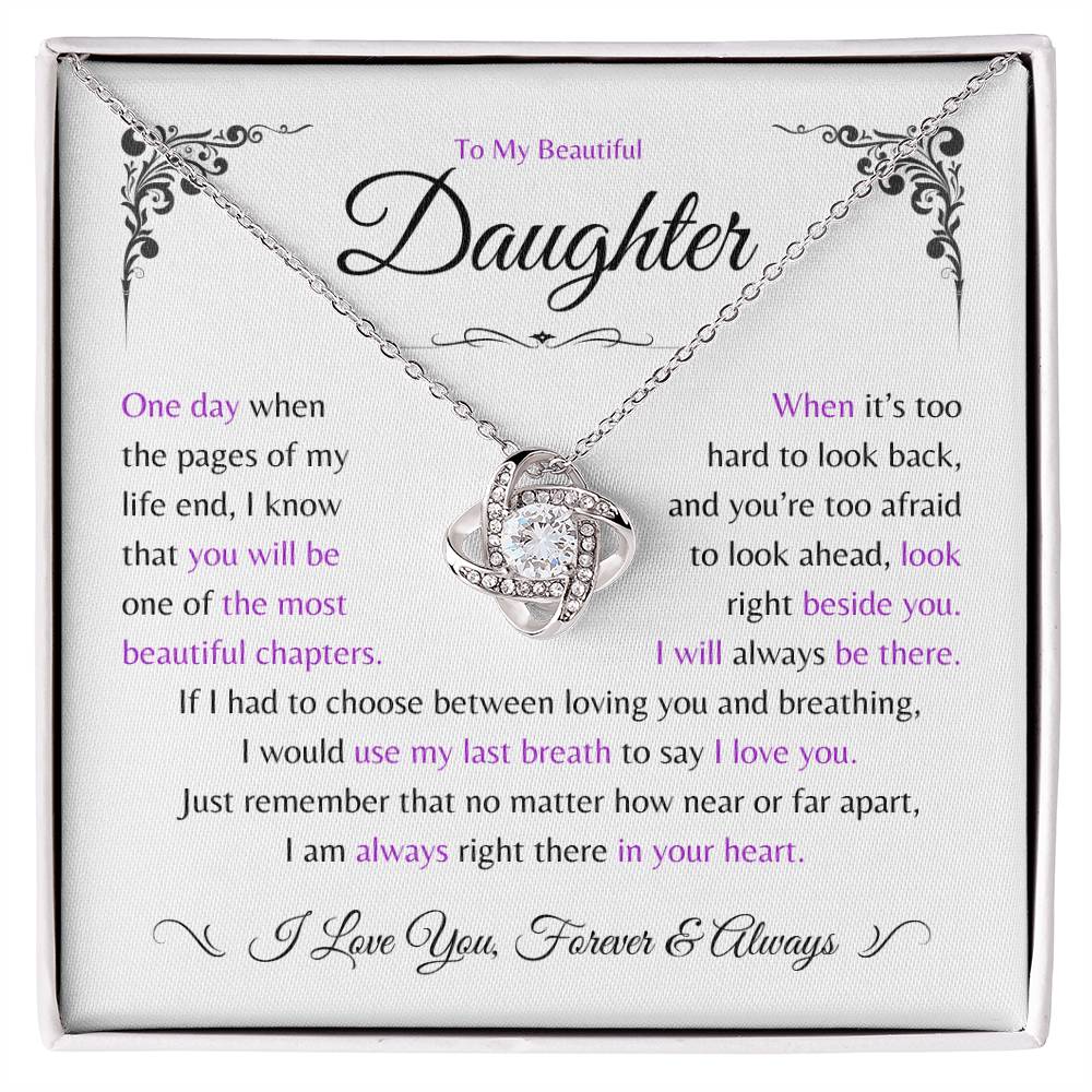 Perfect Daughter Gift ~ 'Most Beautiful Chapter' ~ Love Knot Necklace