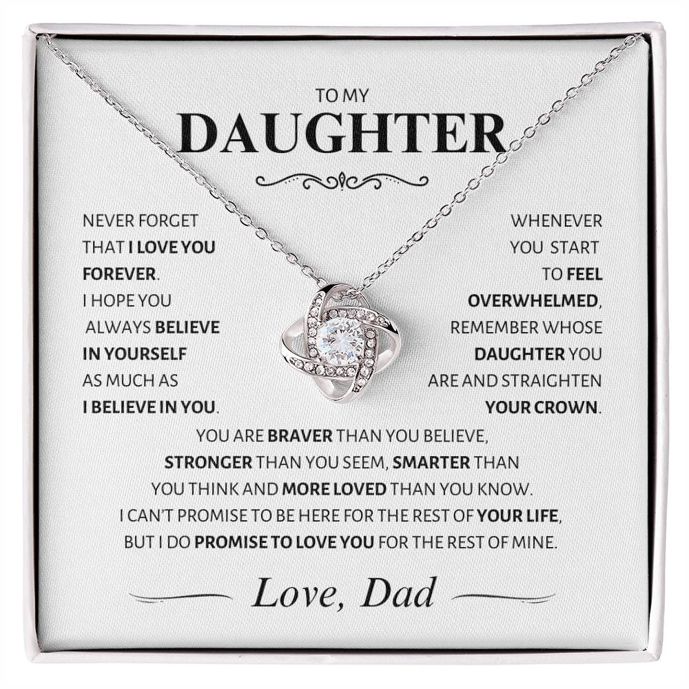 Daughter ~ You Are Loved More Than You Know ~ Love Knot Necklace; Love, Dad