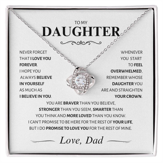 Daughter Love Knot Necklace; Love, Dad