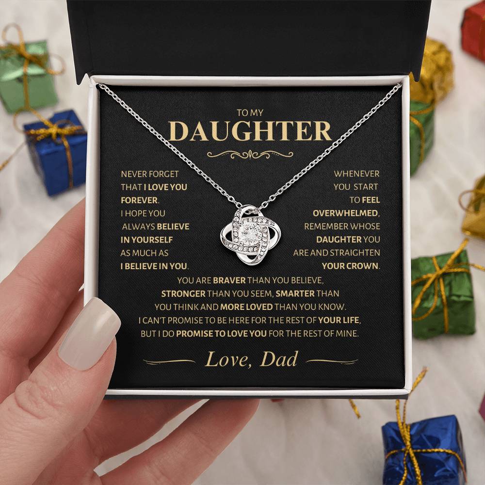 Beautiful Gift for Daughter from Dad ~ Never Forget That I Love You ~ Love Knot Necklace