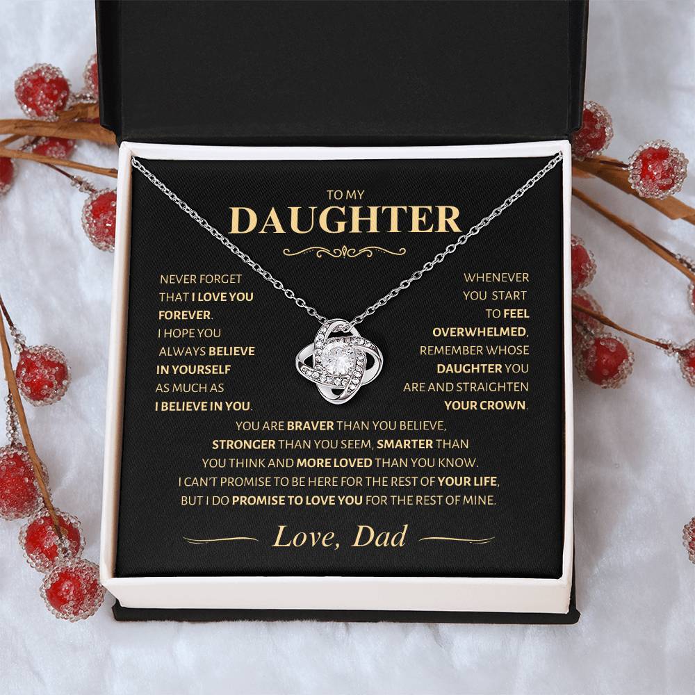 Beautiful Gift for Daughter from Dad ~ Never Forget That I Love You ~ Love Knot Necklace