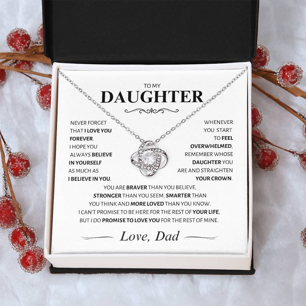 Daughter ~ You Are Loved More Than You Know ~ Love Knot Necklace; Love, Dad