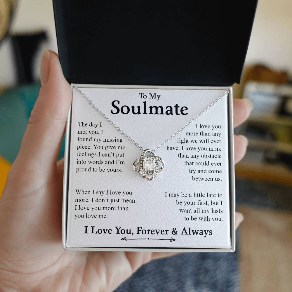 To My Soulmate | I Love You, Forever & Always - Love Knot Necklace