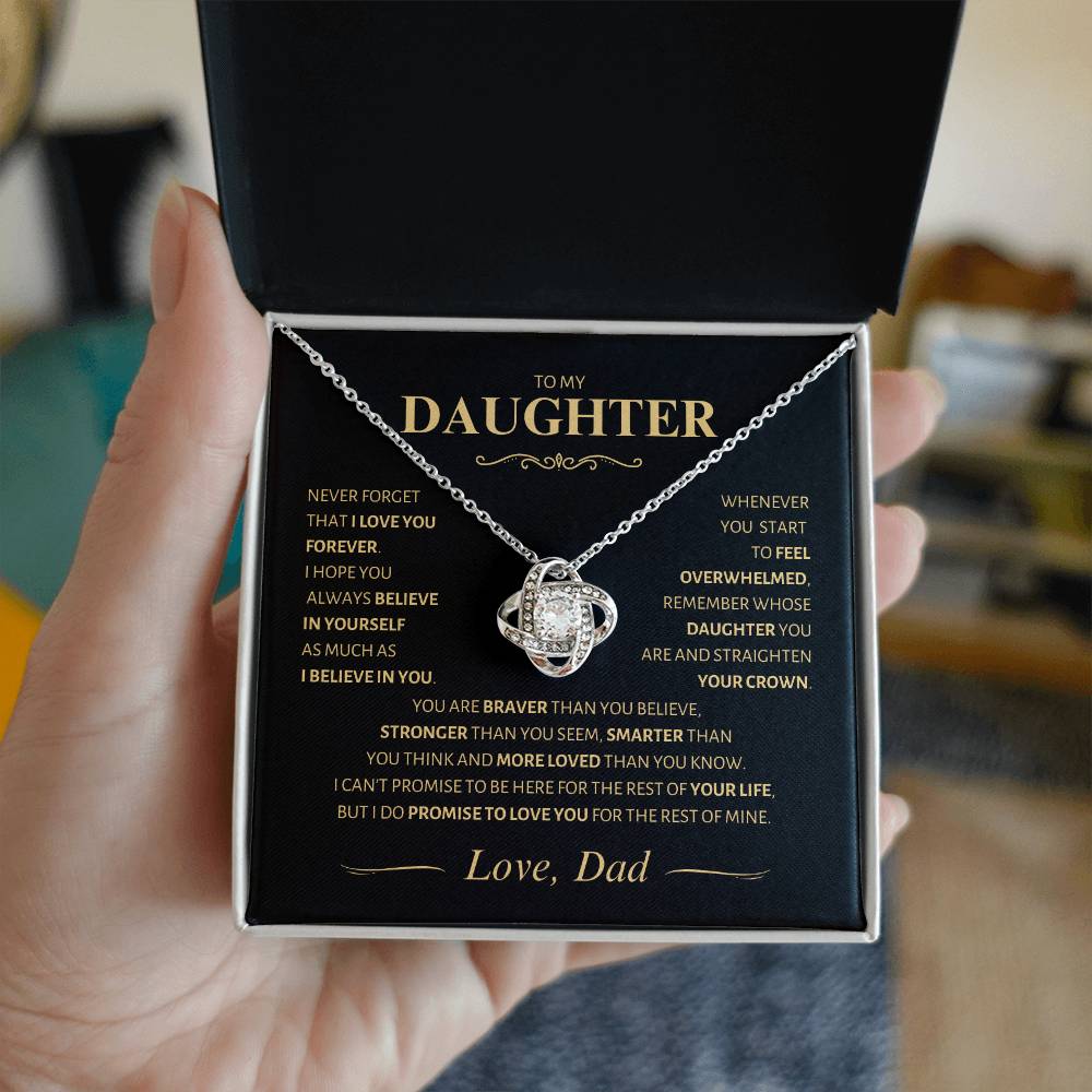 Beautiful Gift for Daughter from Dad ~ Never Forget That I Love You ~ Love Knot Necklace