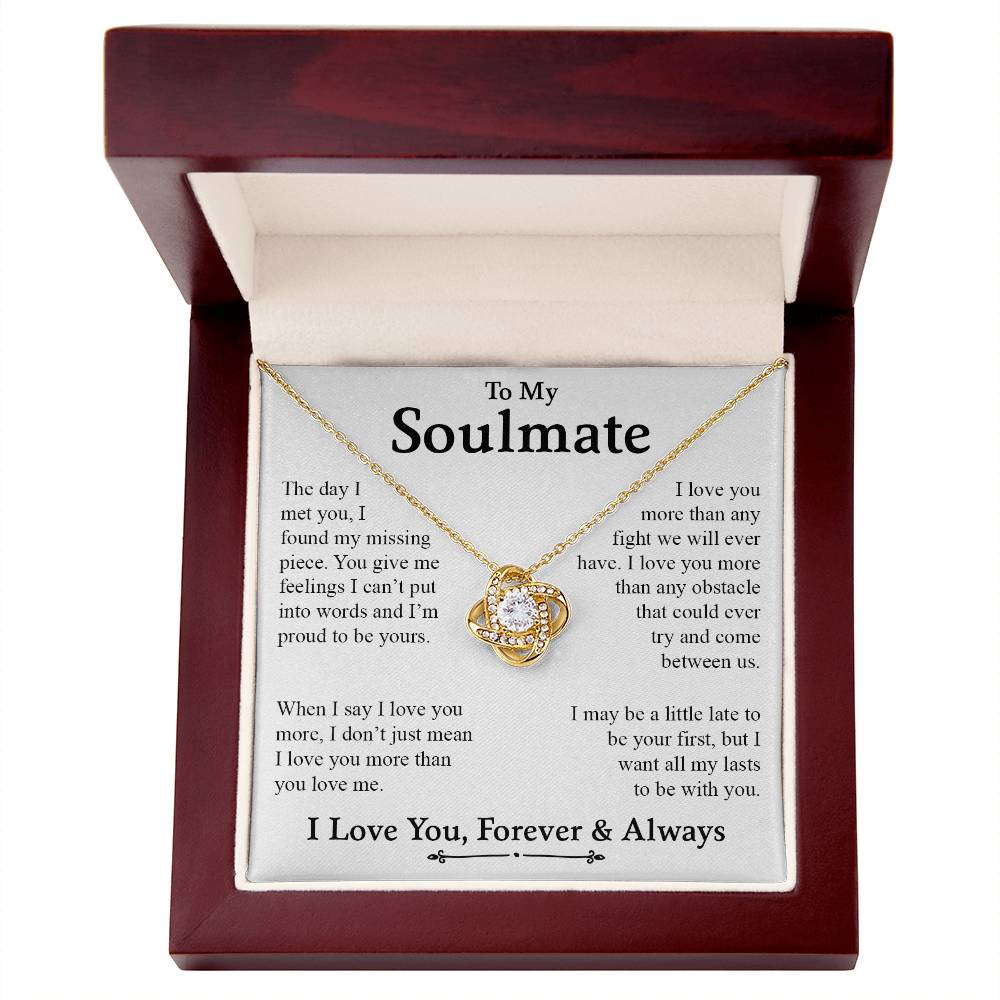 To My Soulmate | I Love You, Forever & Always - Love Knot Necklace