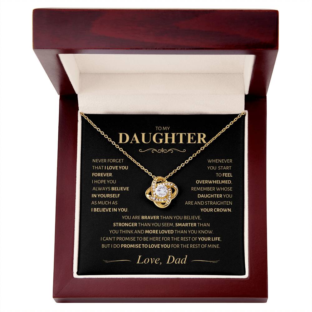 Beautiful Gift for Daughter from Dad ~ Never Forget That I Love You ~ Love Knot Necklace