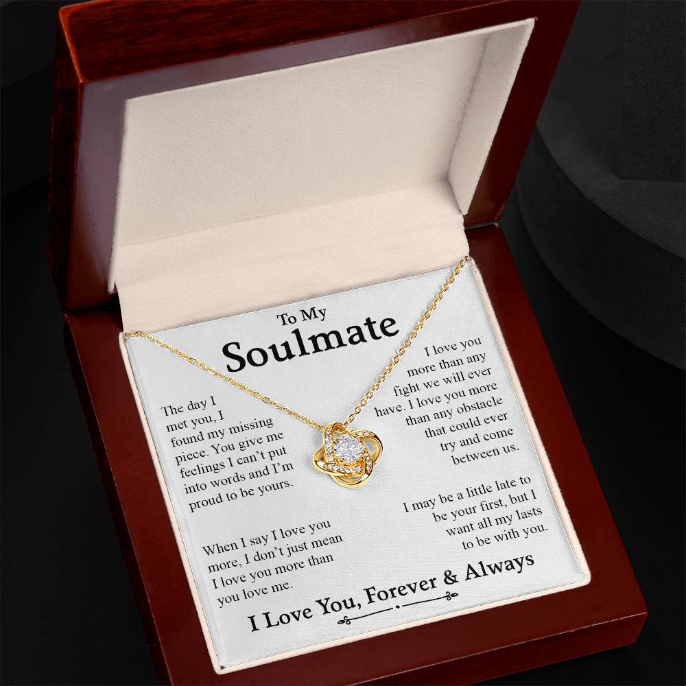 To My Soulmate | I Love You, Forever & Always - Love Knot Necklace