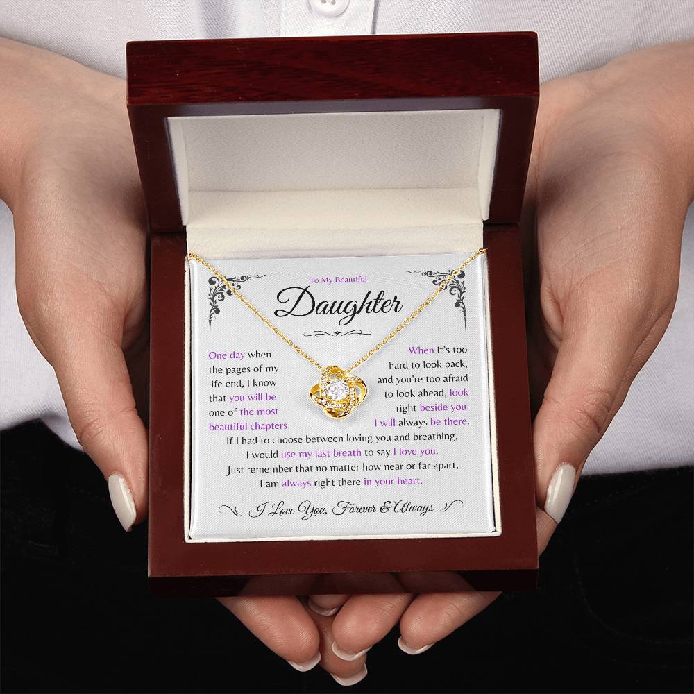 Perfect Daughter Gift ~ 'Most Beautiful Chapter' ~ Love Knot Necklace