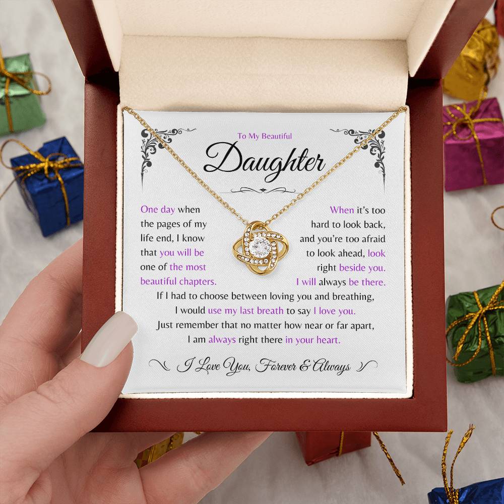Perfect Daughter Gift ~ 'Most Beautiful Chapter' ~ Love Knot Necklace
