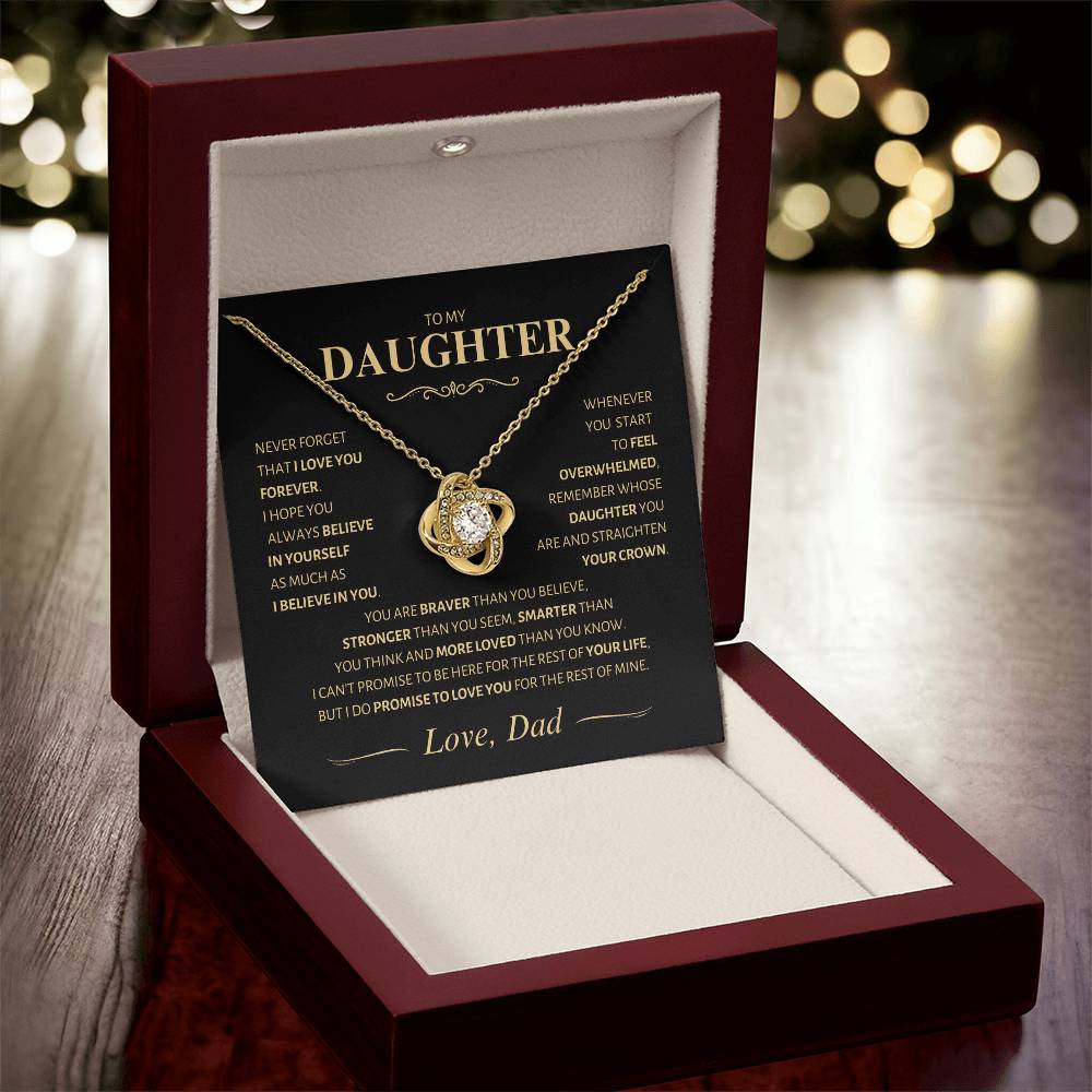 Beautiful Gift for Daughter from Dad ~ Never Forget That I Love You ~ Love Knot Necklace