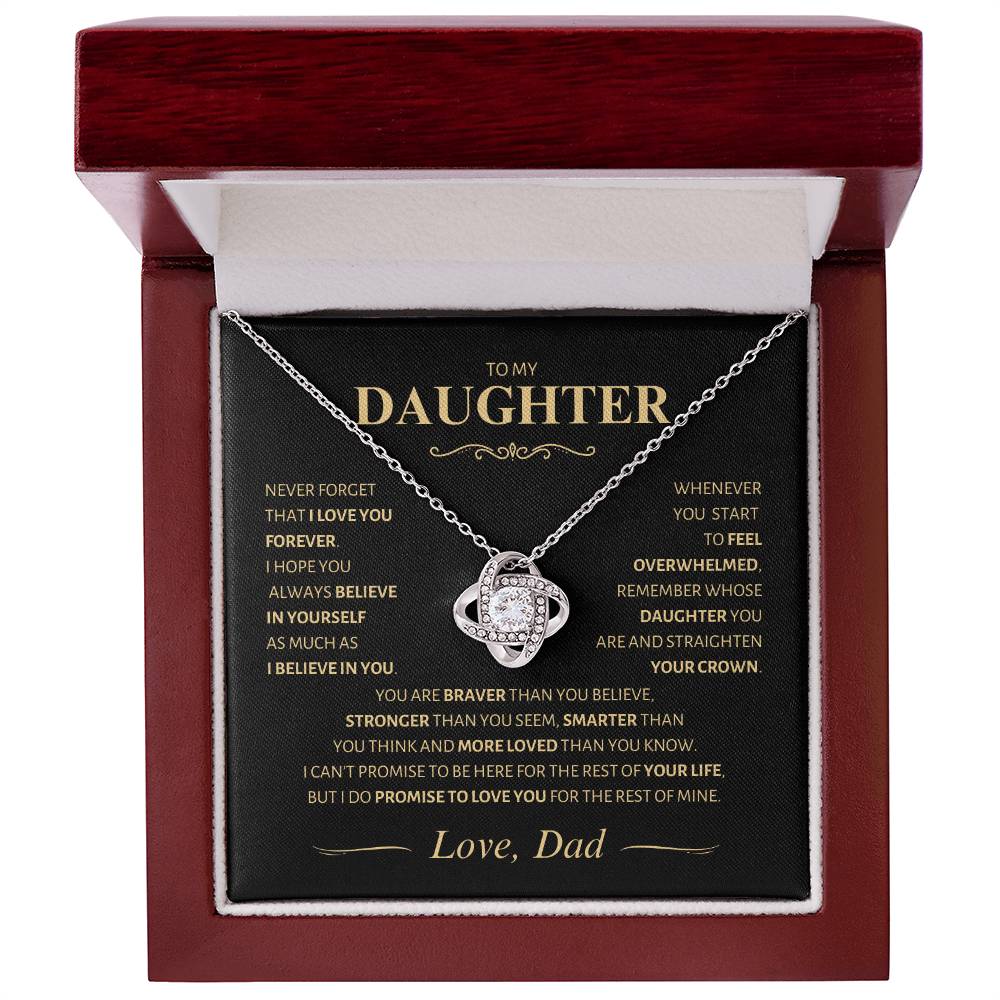 Beautiful Gift for Daughter from Dad ~ Never Forget That I Love You ~ Love Knot Necklace