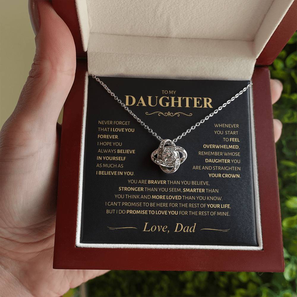 Beautiful Gift for Daughter from Dad ~ Never Forget That I Love You ~ Love Knot Necklace