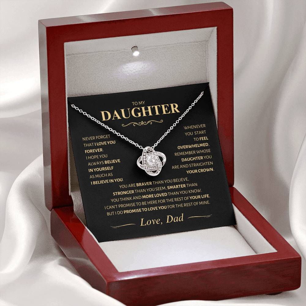 Beautiful Gift for Daughter from Dad ~ Never Forget That I Love You ~ Love Knot Necklace