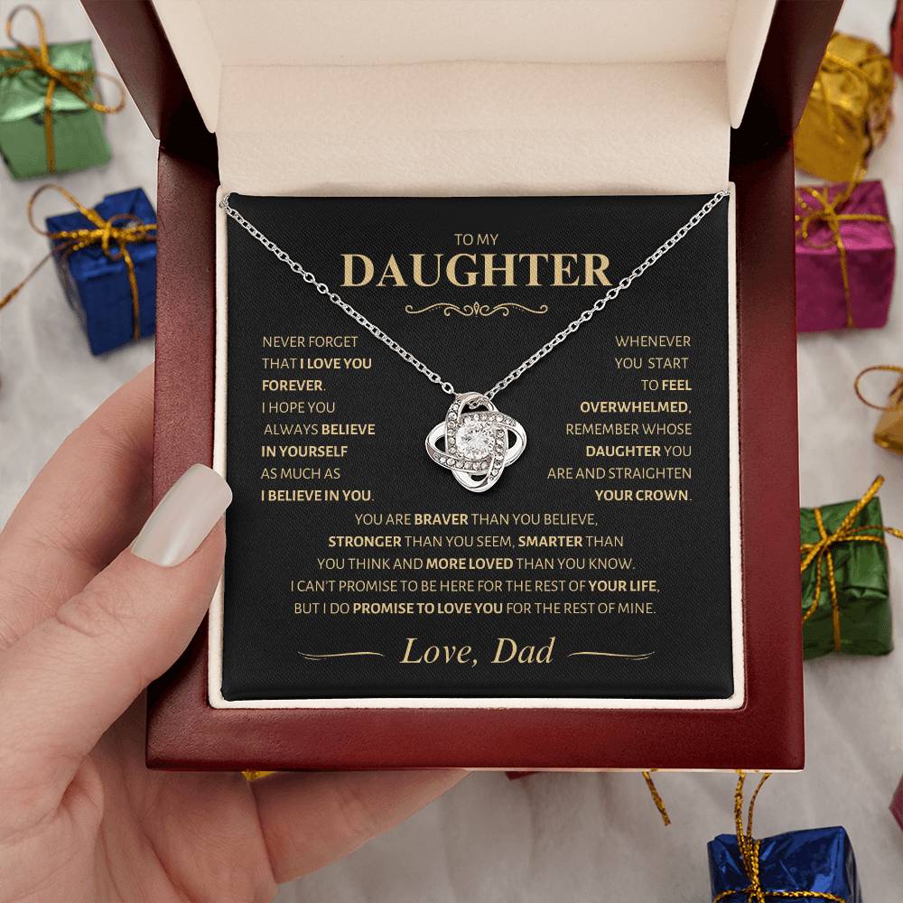 Beautiful Gift for Daughter from Dad ~ Never Forget That I Love You ~ Love Knot Necklace