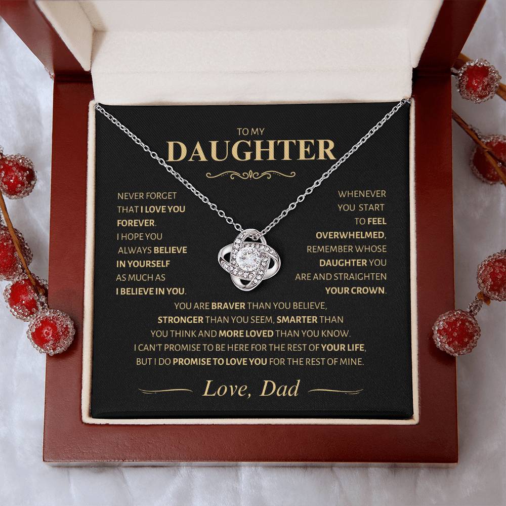 Beautiful Gift for Daughter from Dad ~ Never Forget That I Love You ~ Love Knot Necklace