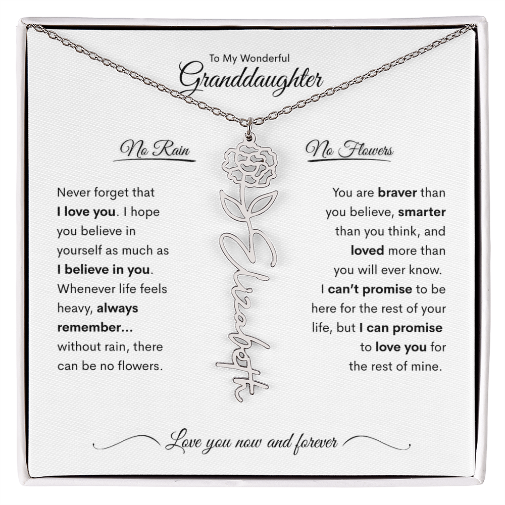 Personalized Birth Flower Name Necklace for Your Granddaughter 💖