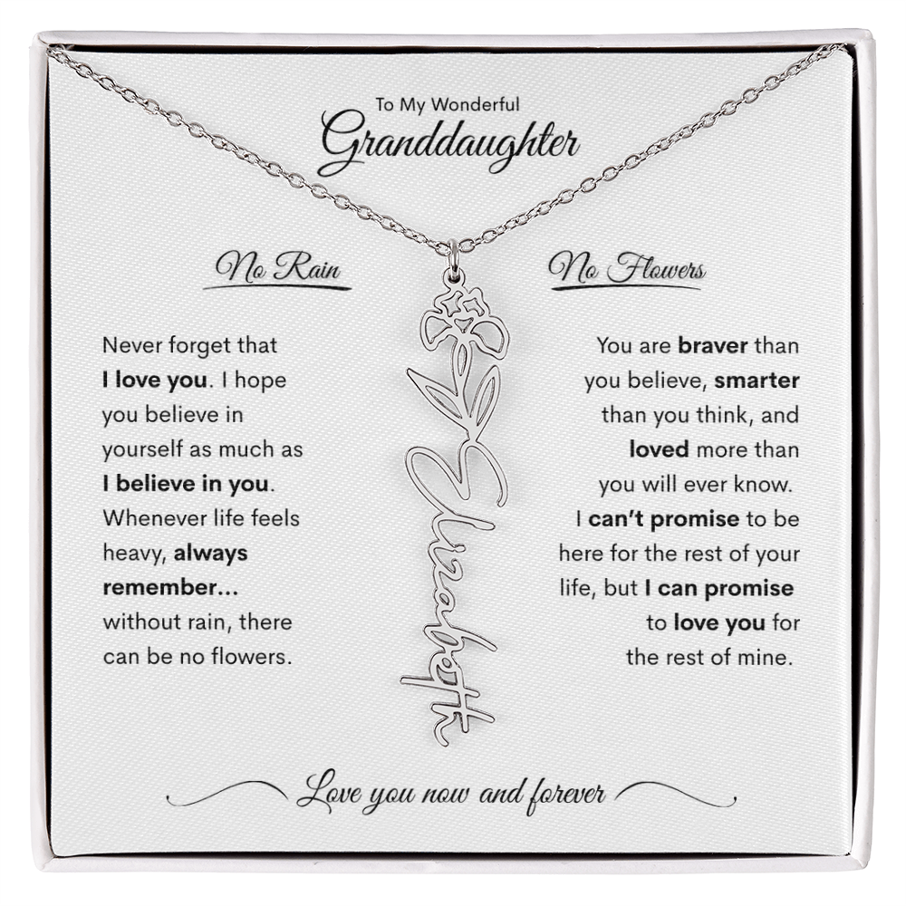 Personalized Birth Flower Name Necklace for Your Granddaughter 💖