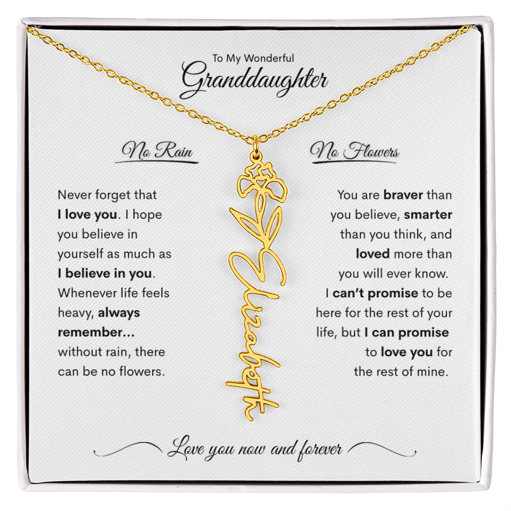 Personalized Birth Flower Name Necklace for Your Granddaughter 💖