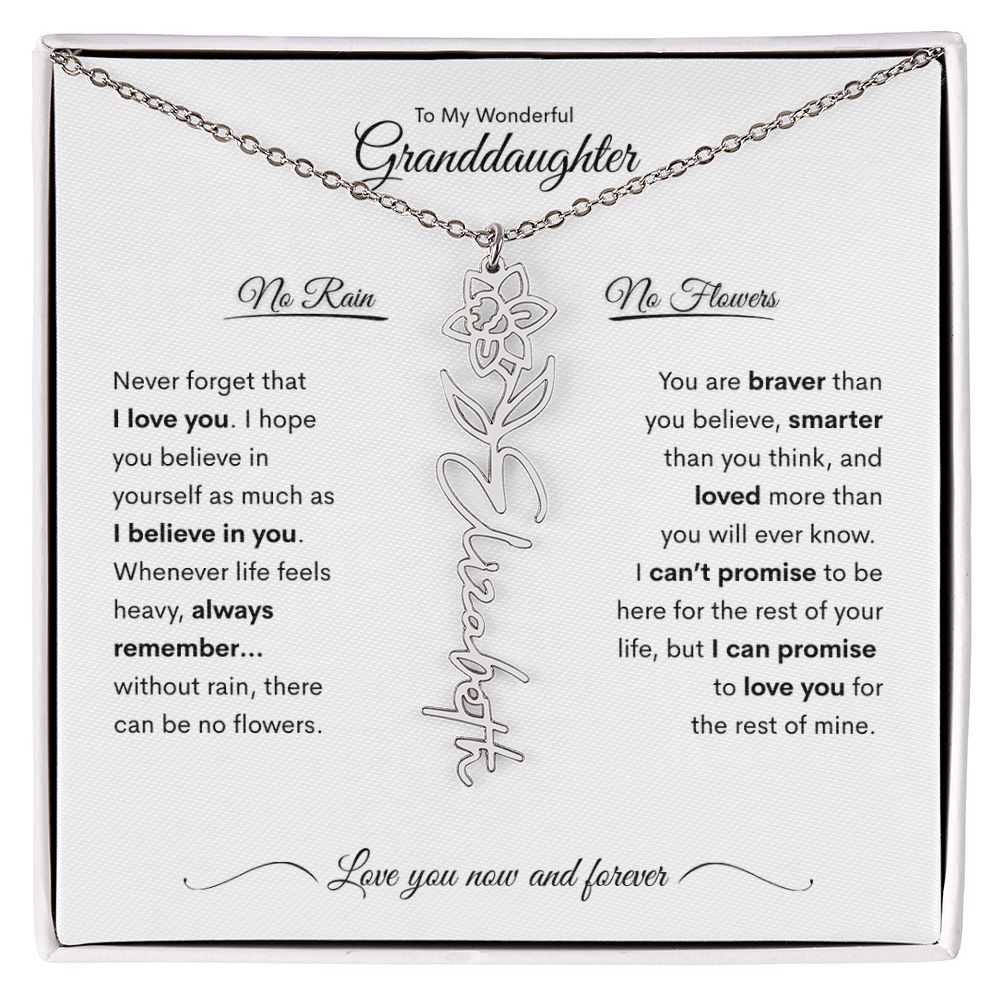 Personalized Birth Flower Name Necklace for Your Granddaughter 💖
