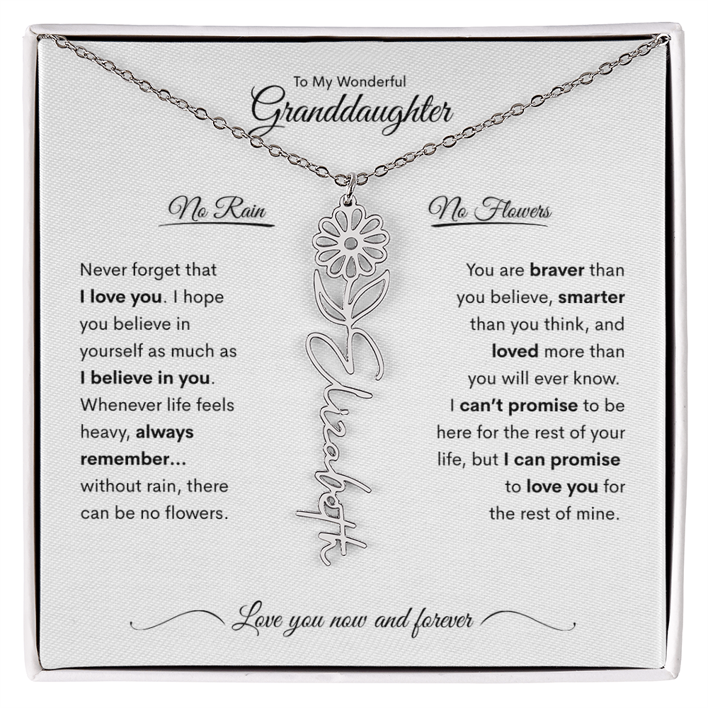 Personalized Birth Flower Name Necklace for Your Granddaughter 💖