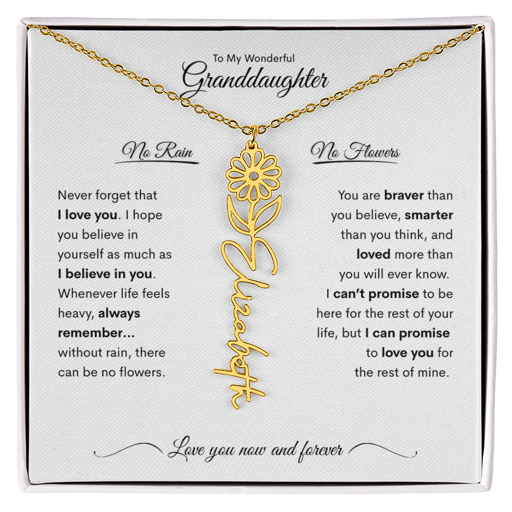 Personalized Birth Flower Name Necklace for Your Granddaughter 💖