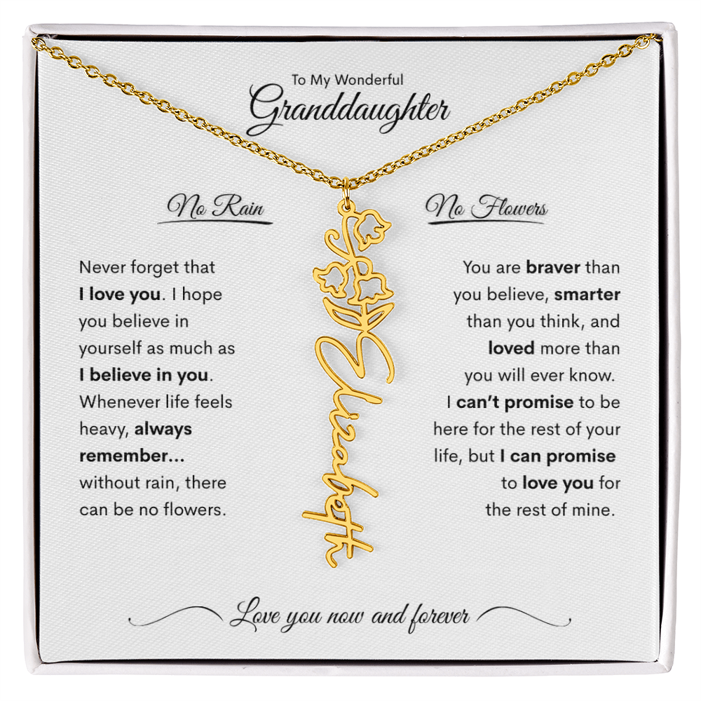 Personalized Birth Flower Name Necklace for Your Granddaughter 💖