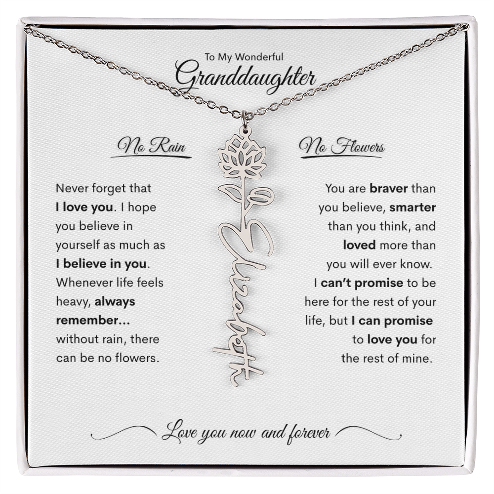 Personalized Birth Flower Name Necklace for Your Granddaughter 💖
