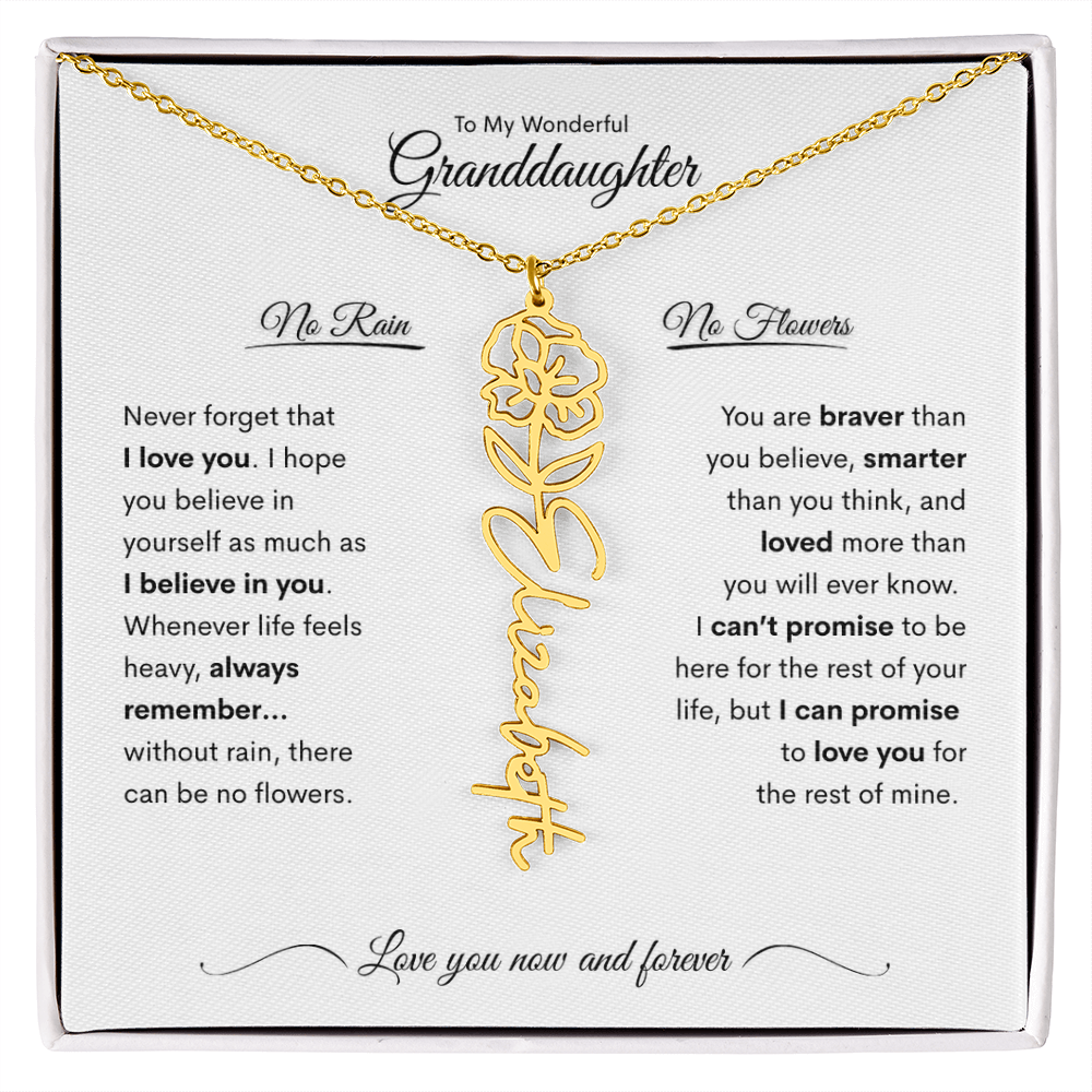 Personalized Birth Flower Name Necklace for Your Granddaughter 💖