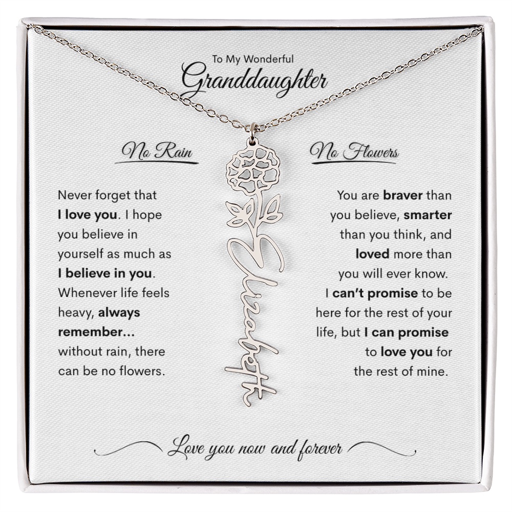 Personalized Birth Flower Name Necklace for Your Granddaughter 💖