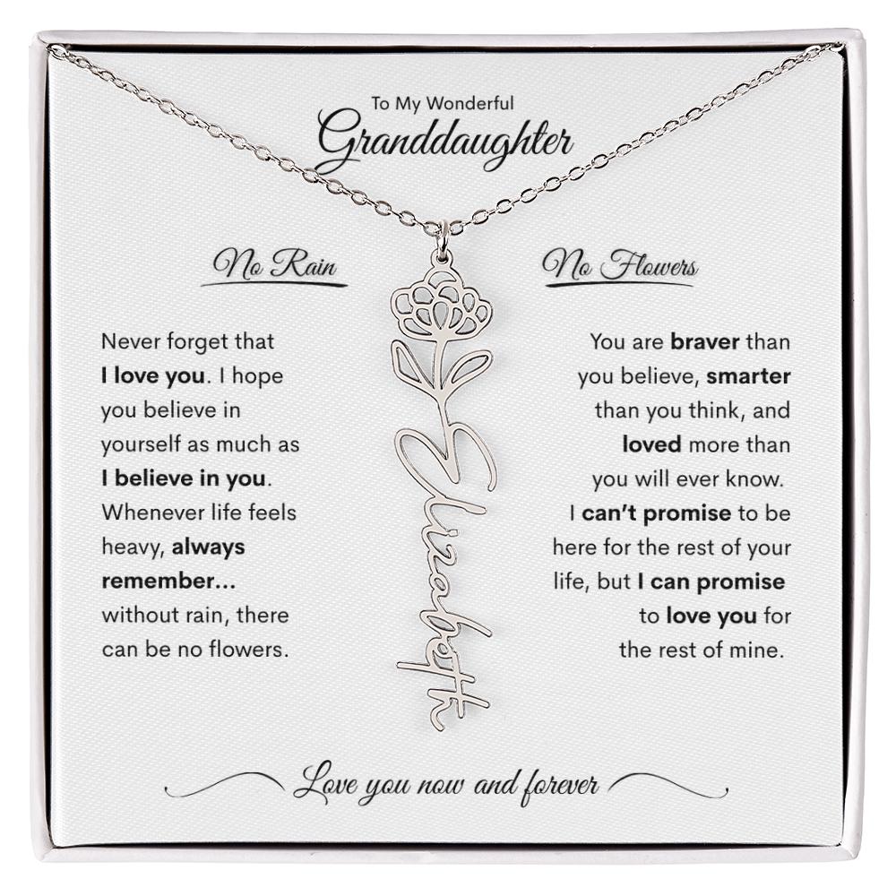 Personalized Birth Flower Name Necklace for Your Granddaughter 💖