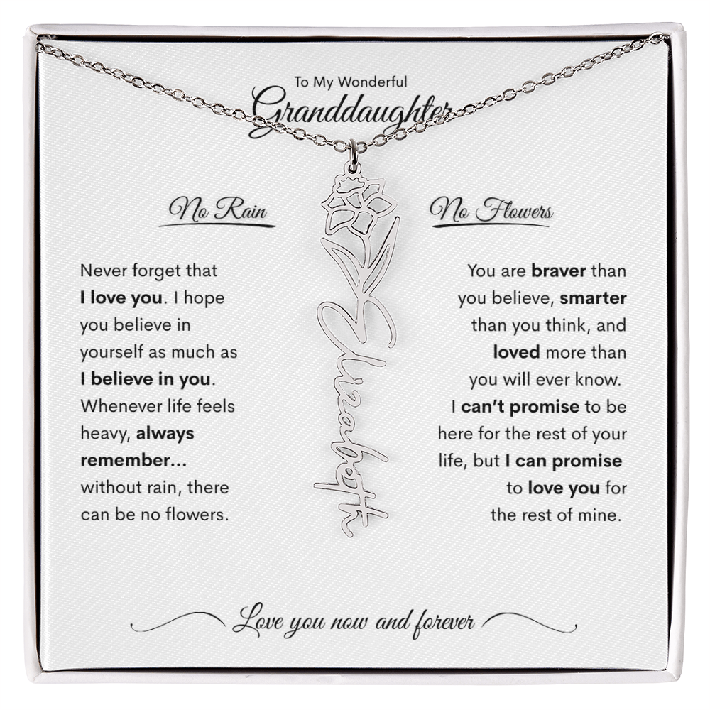 Personalized Birth Flower Name Necklace for Your Granddaughter 💖