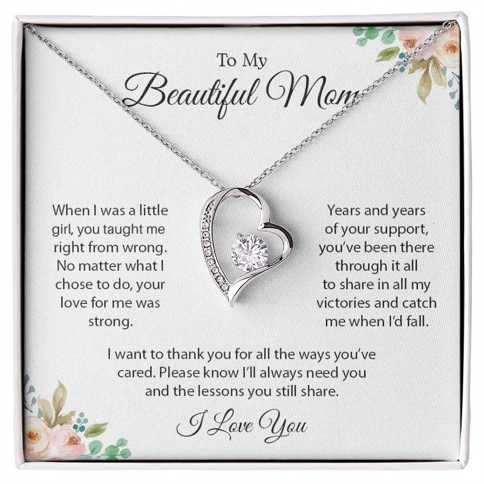 To My Beautiful Mom | I Love You - Forever Love Necklace