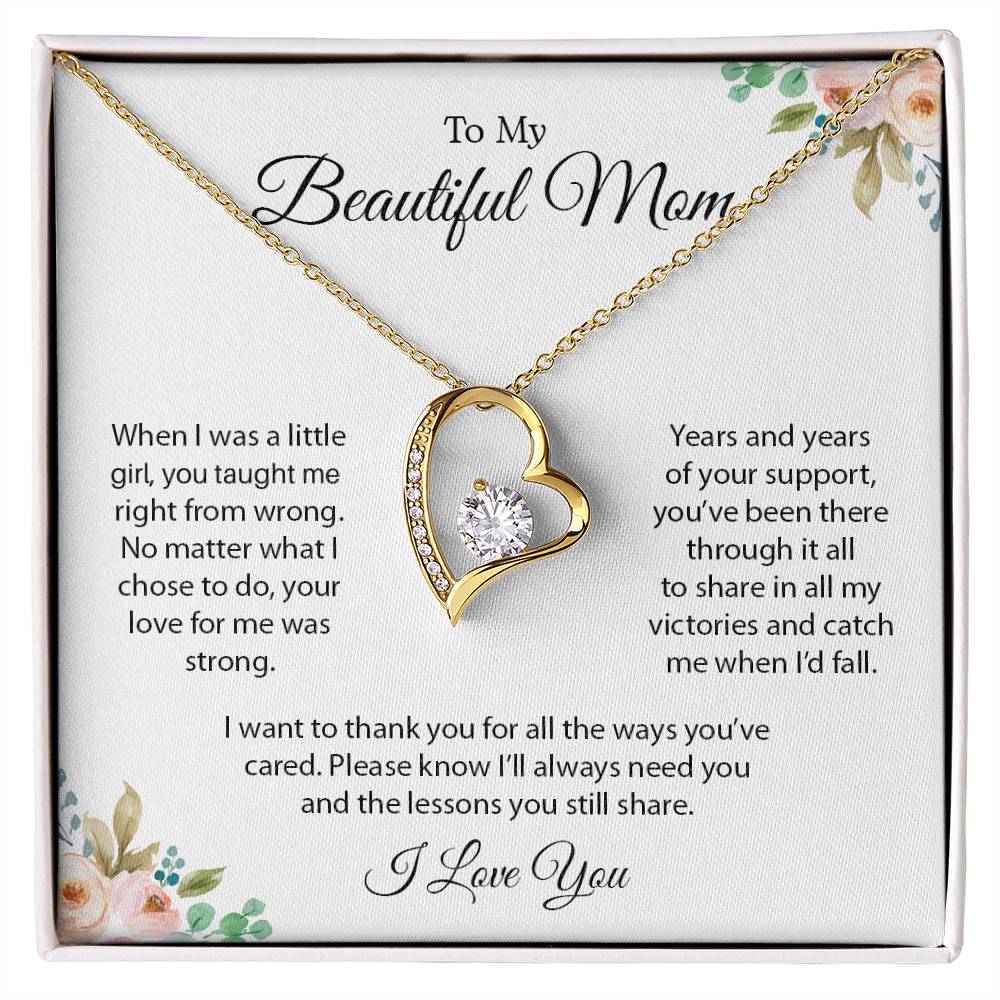 To My Beautiful Mom | I Love You - Forever Love Necklace