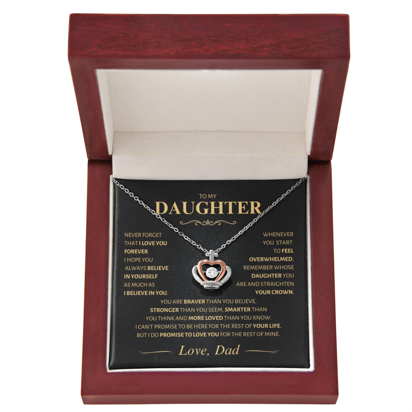 To My Daughter. Love Dad ~ Straighten Your Crown ~ Royalty Necklace
