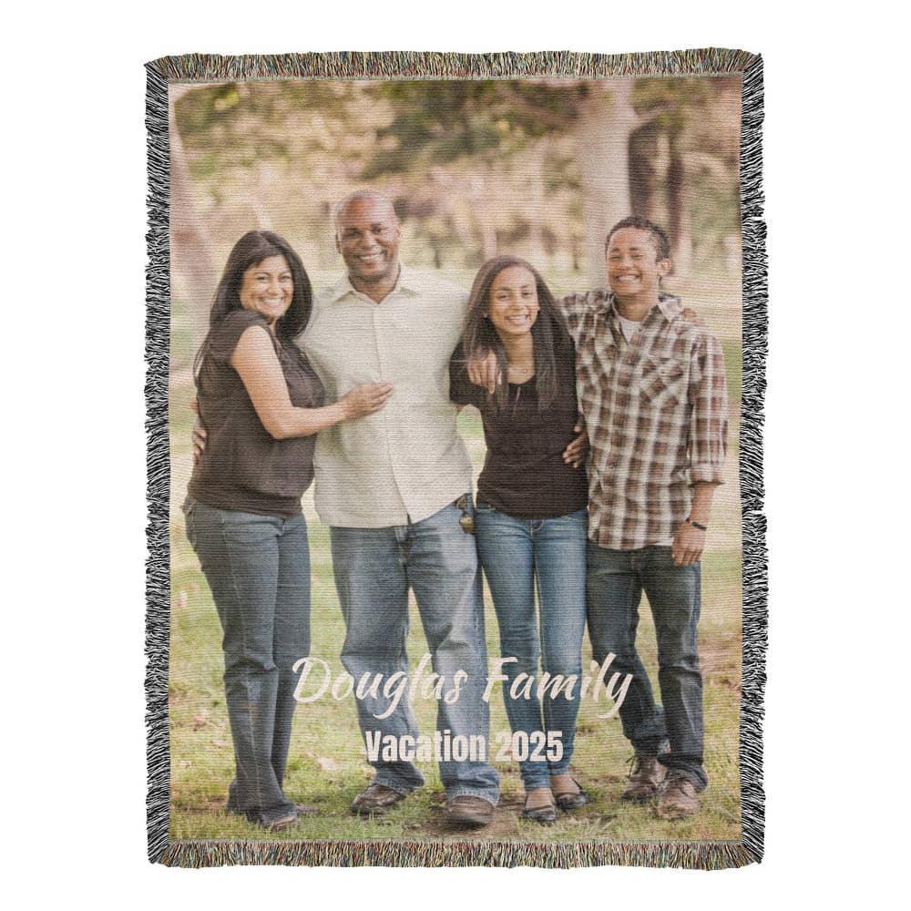 Personalized Heirloom Woven Blanket — Custom Family Photo (Portrait)