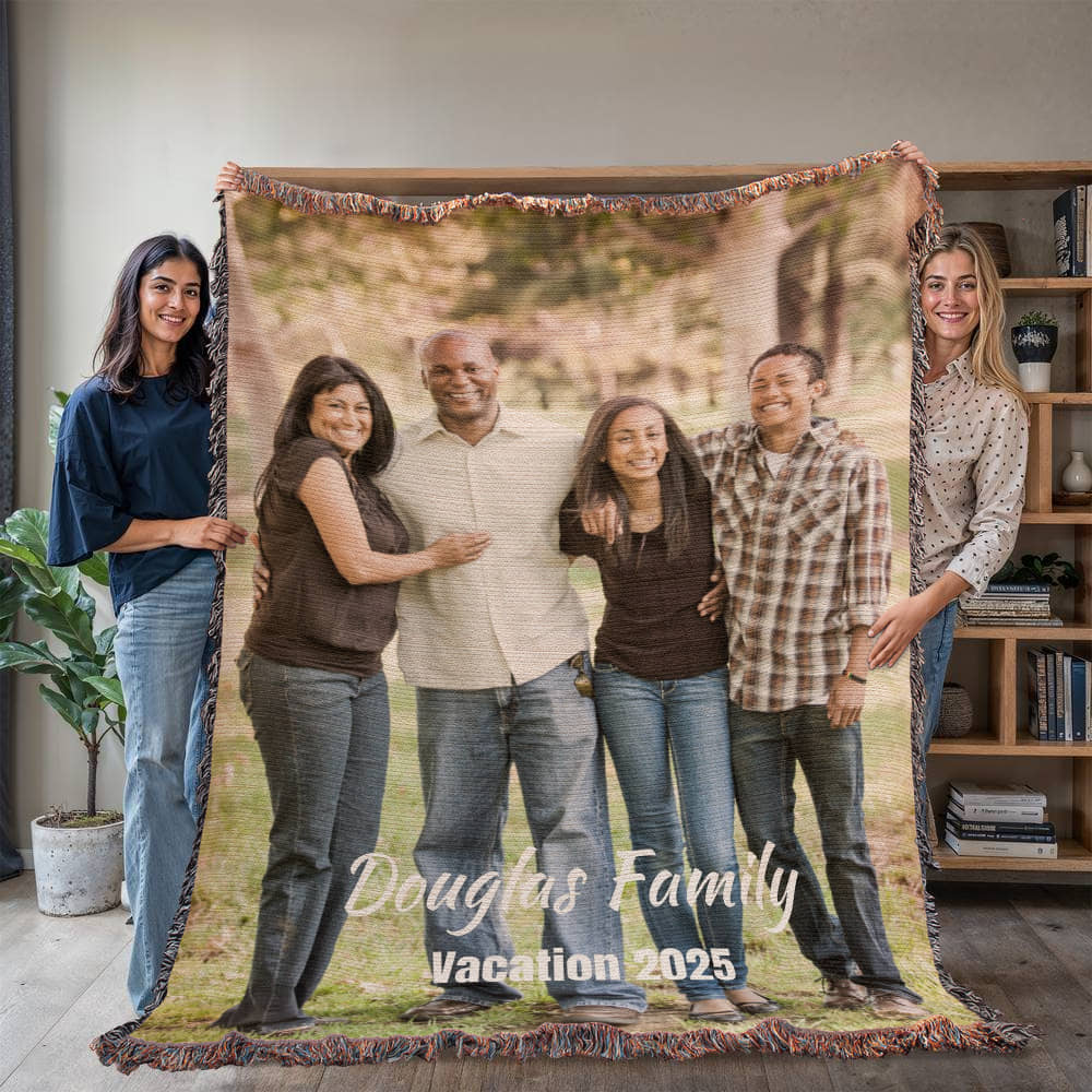 Personalized Heirloom Woven Blanket — Custom Family Photo (Portrait)